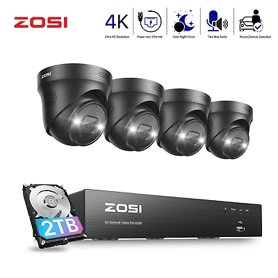 #ad ZOSI 4K 8MP PoE Security Camera System with Spotlight AI NVR 2TB HDD 2 Way Audio $271.24