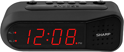 #ad Sharp Electric Digital Dual Alarm Clock Battery Backup Led Large Display Snooze $15.40
