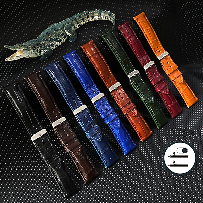 #ad Alligator Leather Watch Band Genuine Crocodile Watch Strap Men Quick Release $23.74