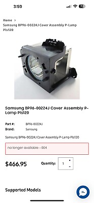 #ad BP96 00224J Replacement Lamp w Housing for Samsung DLP Projection Television $69.00