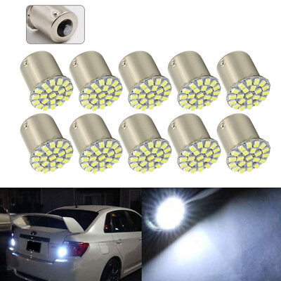 #ad 10Pcs LED Car Bulb 1156 BA15S 1206 22SMD Light Brake Turn Tail Revese Lamp White $7.99