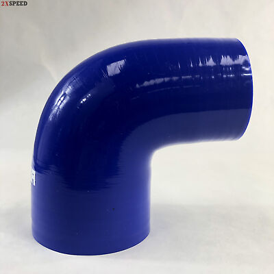 #ad Silicone 3quot; to 2.5quot; 90 degree Elbow Reducer Hose Turbo Intercooler Blue $14.99