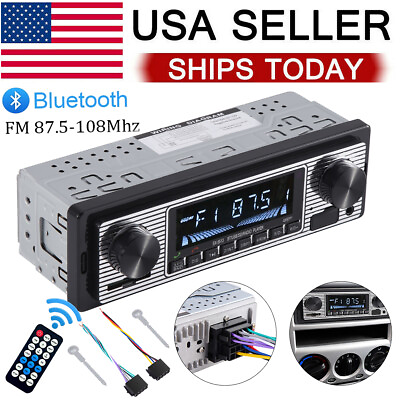 #ad Single Din Bluetooth Vintage Car Stereo FM Radio USB Audio Receiver MP3 Player $16.85
