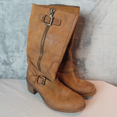 #ad STEVEN Steve Madden Boots Womens 6 37 Nubuck Leather Harness Brown Made in Italy $35.88