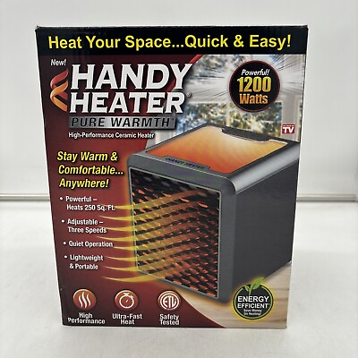 #ad Handy Heater Pure Warmth 1200W Portable Ceramic Space Heater LED Grey #9202 $25.00