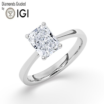 #ad IGI1.50 CT Solitaire Lab Grown Radiant Diamond Engagement Ring18K White Gold $1419.30