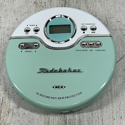 #ad Studebaker Mint Green Retro Portable Personal CD Player w FM Radio Anti Skip $24.99