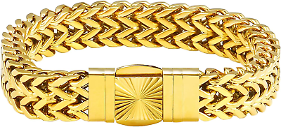 #ad Cuban Link Chain Bracelet for Men 316L Stainless Steel 9 10MM Width Fashion Pat $28.77