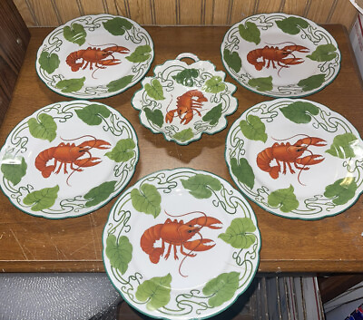 #ad 4 MCM Lobster Plates And Handle Dish Crown SAXE Excellent Vintage Condition. $119.99