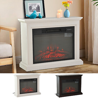 31quot; Electric Fireplace Mantel Realistic Log Heater Insert w Remote1400W $237.99