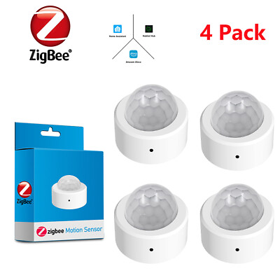 #ad 4 Zigbee Wireless Motion Sensor Detector for Alexa Smart Home Assistant Hubitat $13.09