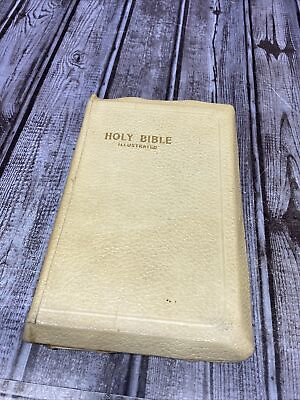 #ad Vtg Old Bibles Holy Bible Red Letter KJV World Publishing Co. Illustrated $4.99