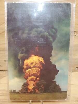 #ad Oil Well Fire Post Card Beaumont Texas R252 $25.00
