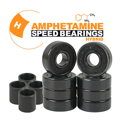 #ad Amphetamine Skateboard Longboard Speed Bearings Set of 8 Pre Lubricated Ceramic $26.97