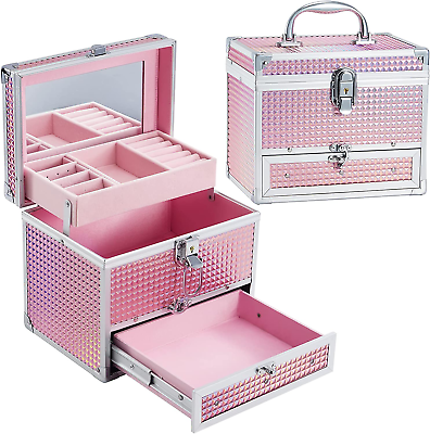 #ad Jewelry Box for Girls Kids Organizer with Drawer amp; Tray Portable Travel Lockable $48.99