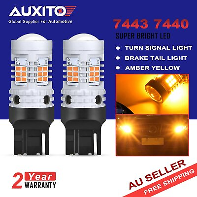 #ad 2x AUXITO CANBUS 7443 7440 W21W T20 LED AMBER YELLOW INDICATOR TURN SIGNAL LIGHT $19.21