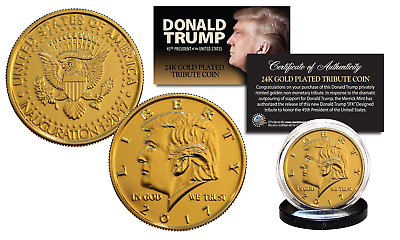 #ad 2017 DONALD TRUMP OFFICIAL Inauguration 24K Gold Plated 12 GRAMS Tribute Coin $8.99