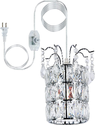 #ad Dimmable Plug in Pendant Light Crystal Mini Chandeliers Modern Chrome Finish $50.99