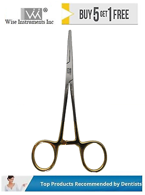 #ad Wise Dental Surgical Kelly Hemostat Forceps Straight Gold Plated Rings $24.99