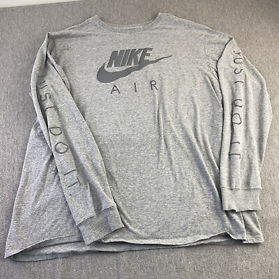 #ad Nike Air Reflective Long Sleeve T Shirt Gray Men#x27;s 3XL Spell Out Athletic Cut $16.99