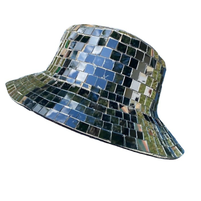 #ad Women Disco Bucket Hat Fishing Cap Wide Brim Party Shiny Bling Club Novelty Chic $31.34
