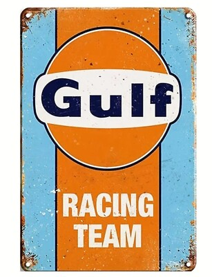 #ad GULF RACING TEAM Vintage Metal Tin Sign Retro Garage Wall Decor Old Car Shop $12.00