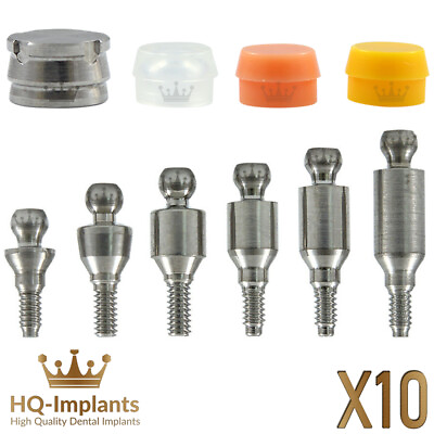 #ad Q10 Ball Attachment Abutment Slim Platform Silicone Cap Set Dental Internal Hex $330.00