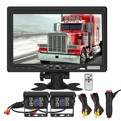 #ad 7#x27;#x27; Monitor 2x Backup Rear View Camera Reversing Heavy Duty CCD Color Cam System $68.99