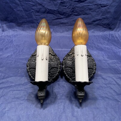 #ad Pair Gothic Virden Mission Antique Wall Sconces Fixtures Rewired 118A $542.50