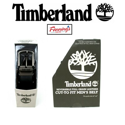 #ad Timberland Men Reversible Leather Belt One Size Cut to fit G32 $18.50