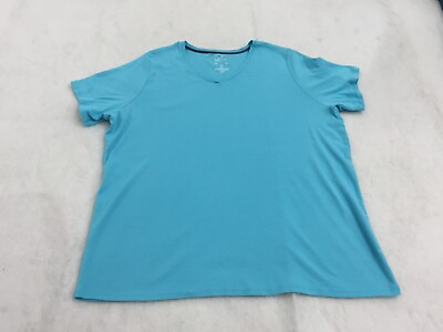 #ad Croft amp; Barrow Classic Tee Shirt Plus Size 2X Light Blue Short Sleeve V Neck $12.99