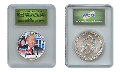 #ad DONALD TRUMP OFFICIAL President PORTRAIT 1oz SILVER EAGLE in SPECIAL HOLDER $89.95
