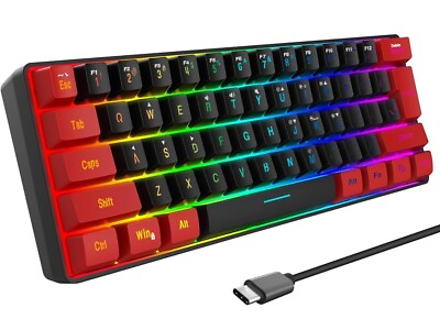 #ad 60% Keyboard Wired Gaming RGB Backlit Ultra Compact Mini Keyboard Waterproof $19.99