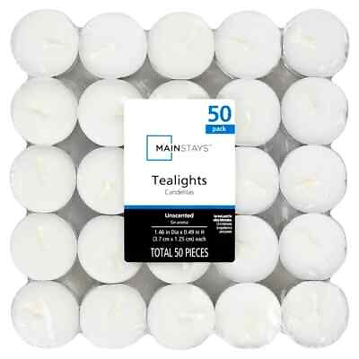 #ad Mainstays White Unscented Indoor Outdoor Tealight Candles 50 Count $8.29