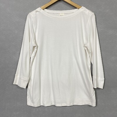 #ad Rafaella Sport Studio Shirt Women’s L White 3 4 Sleeve 100% Cotton Comfortable $17.99