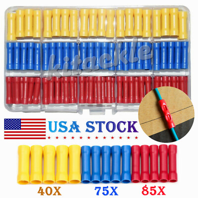 #ad 200PCS Insulated Straight Crimp Butt Terminals Cable Electrical Wire Connectors $12.62