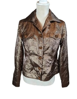 #ad Berek Jacket Women#x27;s Medium Copper Foil Style Long Sleeve Rhinestones 2 pockets $40.50