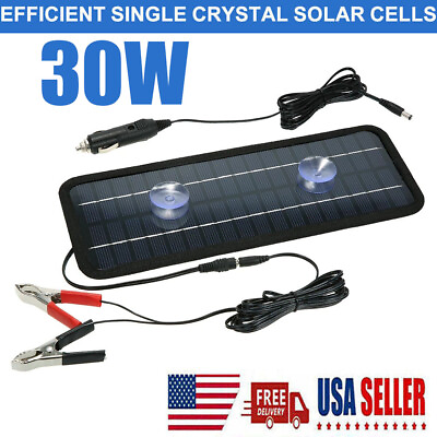 #ad 30W Solar Panel 12V Trickle Charger Battery Charger Kit Maintainer Boat Car RV $12.59