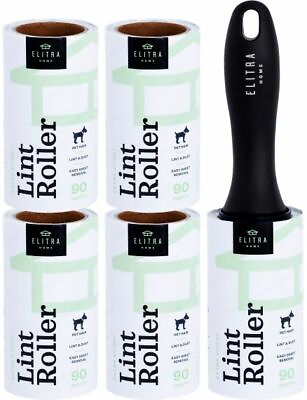 #ad Elitra Extra Sticky Lint Roller Lightweight Handle 4 Refill Packs 450 Sheets $11.98