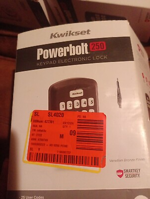 #ad Kwikset Powerbolt 250 Electronic Keypad Deadbolt Entry Door Lock Bronze $20.99