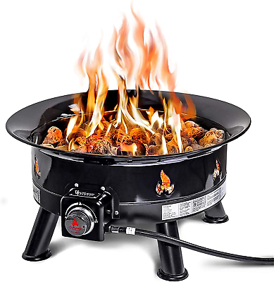 #ad 24quot; Firebowl Mega Outdoor Propane Gas Fire Pit Durable Cover 58000 BTU Camping $267.88