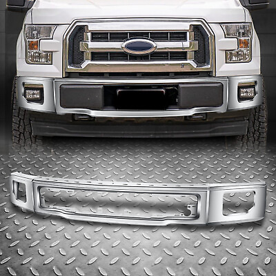 #ad For 15 17 Ford F150 Chrome Stamped Steel Front Bumper Face Bar w Fog Light Hole $216.88