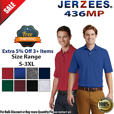 #ad JERZEES 436MP Mens Short Sleeve SpotShield Jersey Knit Sport Shirt With Pocket $18.67