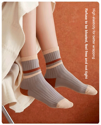 #ad Colorful Double Needle MidCalf Stockings Winter Warm Striped Socks $28.35