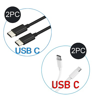 #ad USB C to USB C Cable Type C Cable 3FT Cord Fast 60W Charger Charging 2X Piece $9.50