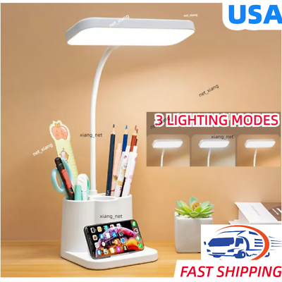 #ad Dimmable LED Desk Light Touch Sensor Table Bedside Reading Lamp Rechargeable USB $8.99