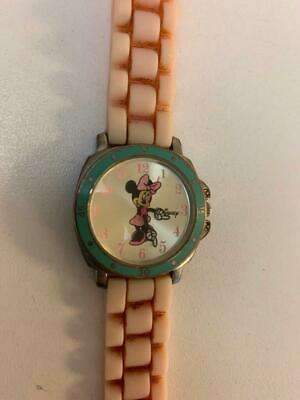 #ad Disney Minnie Mouse Wristwatch pink Silicon heavy link band Quartz w warranty $15.76