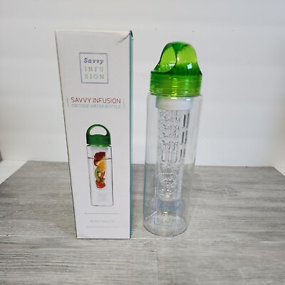#ad Savvy Infusion Fruit Infuser Tritan Water Bottle 24oz Green Flip Top Cap $14.95