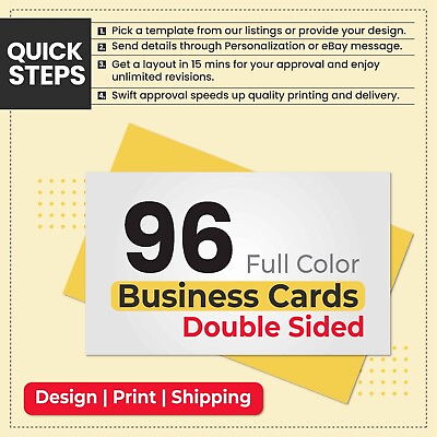 #ad 96 Full Color Business Cards Free Custom Design Free SAME DAY Shipping 2 Side $15.99