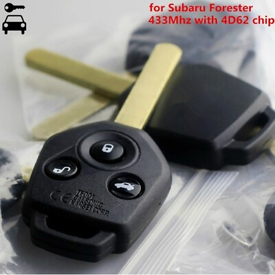 #ad Uncut 3 Button Keyless Remote Car Key Fob 433MHz 4D62 Chip for Subaru Forester $19.90